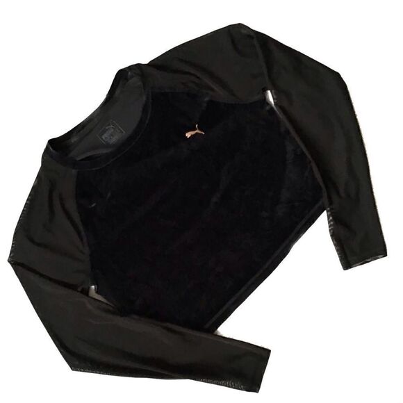 Puma Illusion Long Sleeve Velvet Crop Top - Picture 1 of 7